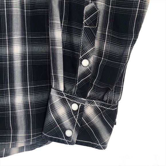 Distillery Plaid Pearl Snap Front Shirt Embellished Detail Unisex - Picture 10 of 12